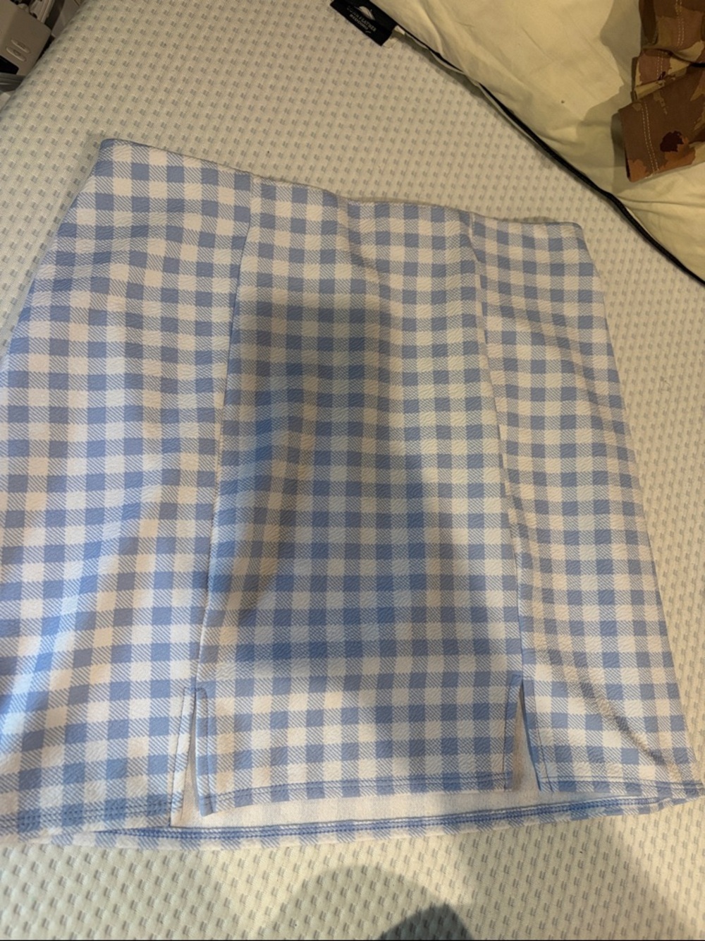 Blue and White Gingham Mini Skirt